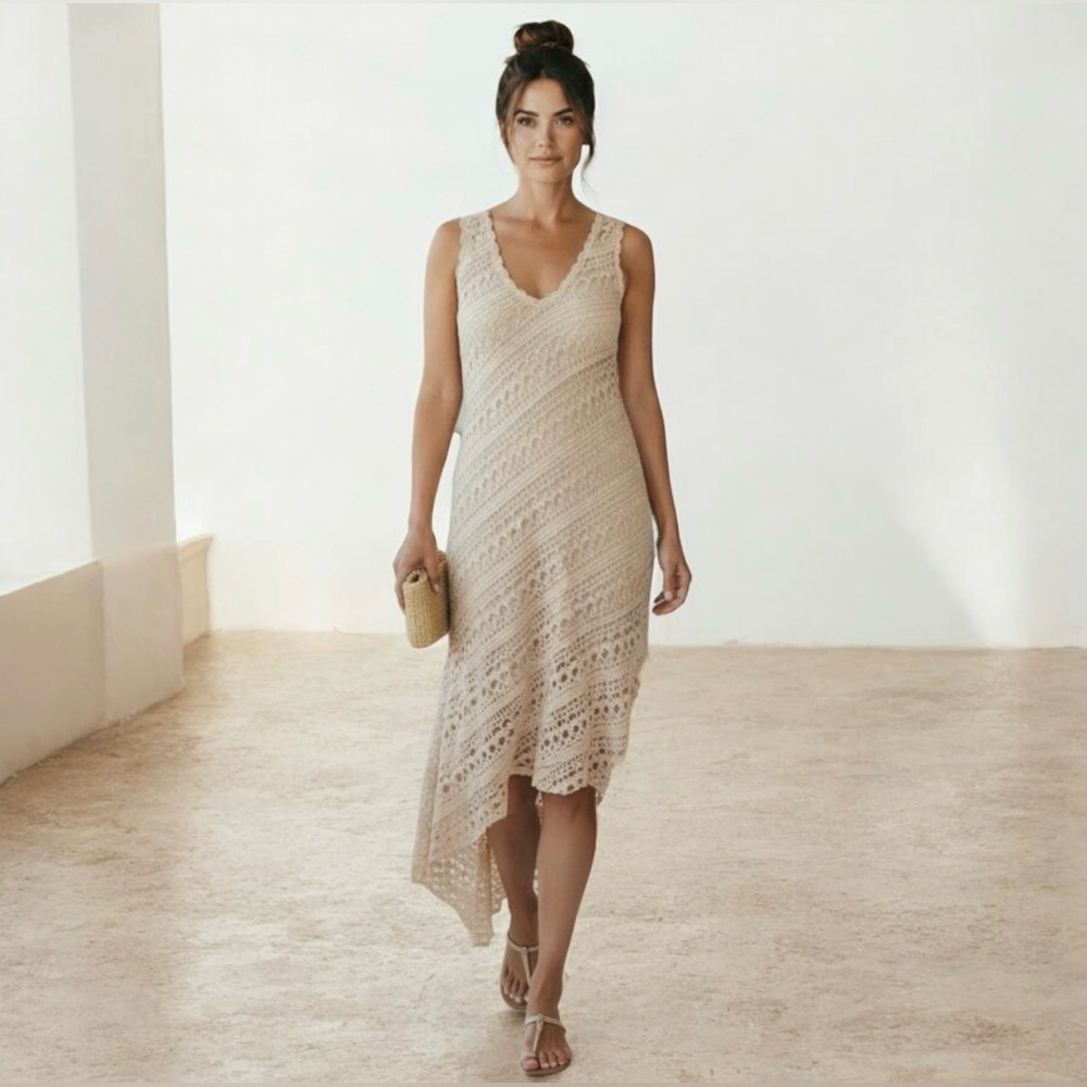 Central Park West Beige Crochet Maxi Skirt sz Small NWT